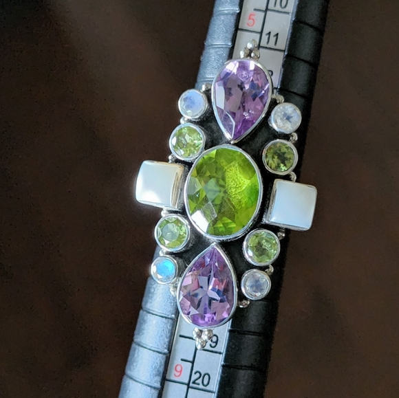 Nicky Butler 925 Sterling Silver Peridot Amethyst Pearl Ring NWT Designer Size 8 - Picture 3 of 12